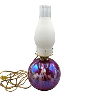 Mt St Helens Ash Glass Table Lamp Iridescent Purple Swirl Design